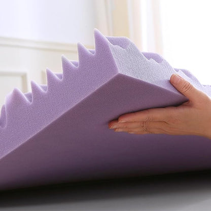 MUXHOMO 2 Inch 7-Zone Queen Mattress Topper, Egg Crate Foam Mattress Topper Queen Size for Back Pain, Lavender Cooling Gel Infused Bed Pad, CertiPUR-US and Oeko-TEX Certification (60"×80")
