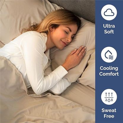 Split King Bed Sheet Set - 7 Piece Split King Bed Sheet Set - Soft Hotel Luxury Bedding - Cooling, Comfy & Breathable - 1 Flat & 1 Fitted & 4 Pillowcases w/ Deep Pockets - Wrinkle & Fade Free - Cream