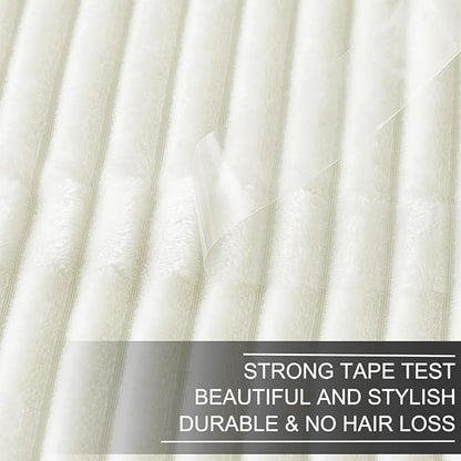 Richave Cuddly Blanket King Size,Premium Lightweight Anti-Static Fluffy Fleece Blanket with Striped Pattern for King Calking Bed, 90x108 Inches,Cream