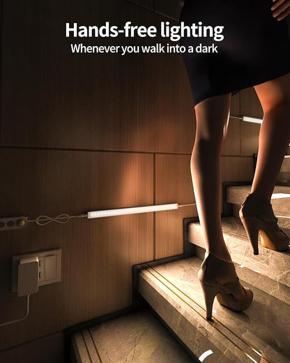 ASOKO Motion Sensor Dimmable Led Under Cabinet Lighting Plug in - 6 Pcs 12 inches Linkable Led Counter Light Bars, Led Closet Light Daylight White 4500K
