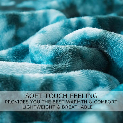 Fuzzy Blanket Twin Size - Teal, Soft and Comfy, Plush and Furry Faux Fur, Reversible Blankets for Twin/Twin XL Extra Long Bed, 66x90 Inches,Teal