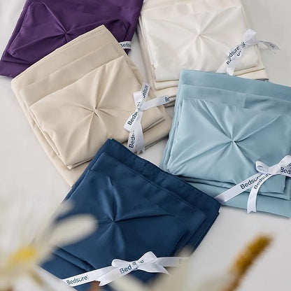 Bedsure Full Comforter Set Teal - Bed in a Bag Full Size Bedding Set 7 Pieces, GentleSoft™ Pintuck Bed Set Gift for Family, Pinch Pleat All Season Comforter with Sheets, Pillowcases & Shams