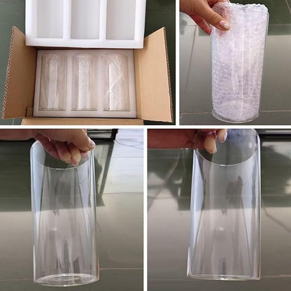 Humicane Candle Holder,Open Ended Glass Candleholder Multiple Size Choices,Clear Cylinder GlassCandle Holder for Wedding Centerpieces,Home Decor(3pcs:8x4", 3pcs: 8x3.5")