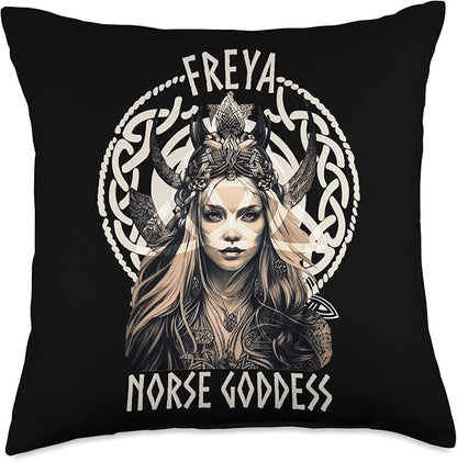 Freya Norse Goddess Scandinavian Viking Mythology Throw Pillow