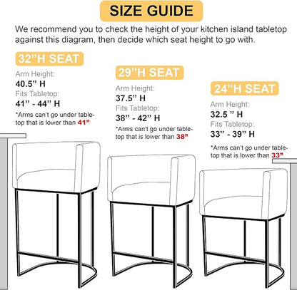 Modern Counter Height Linen Upholstered Bar Stools Set of 2, 24" Kitchen Counter Island Stools Bar Chairs with Gold Metal Frame for Kitchen Island, Cream
