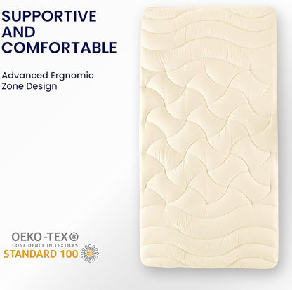 SLEEP ZONE Cooling Twin Mattress Topper for Single Bed, Premium Zoned Cool Mattress Pad Cover, Padded Mattress Protector Breathable Washable, Deep Pocket 8-21" (Beige, Twin)