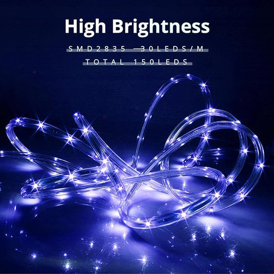 LED Rope Lights, 33Feet Blue Flat Flexible Strip Light, Plug in Novelty Lighting, Connectable and Waterproof for Home Christmas Holiday Garden Patio Party Decoration