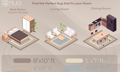 RUG BRANCH New Zealand Plush 4' x 6' (3'9" X 5'6") Modern Indoor Area Rug, Contemporary, Grey Beige - Living Room, Bedroom, Dining Room, and Kitchen