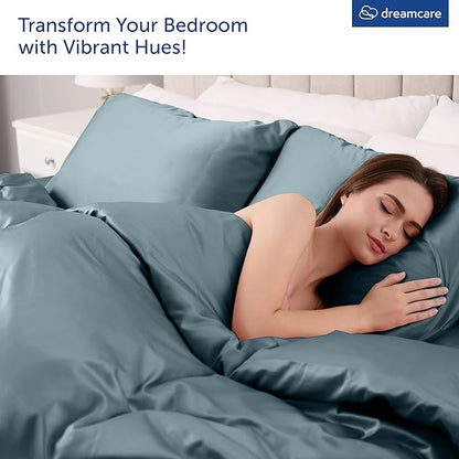 DREAMCARE King Size Sheets Set – 6 pcs Cooling Bed Sheets – up to 15” Deep Pocket King Sheet Set – 2500 Supreme Collection – Extra Soft 100% Brushed Microfiber Hotel Luxury with Side Pocket – M Blue