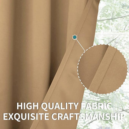 BGment Blackout Curtains for Living Room - Grommet Thermal Insulated Room Darkening Curtains for Bedroom, 2 Panels of 42 x 63 Inch, Khaki