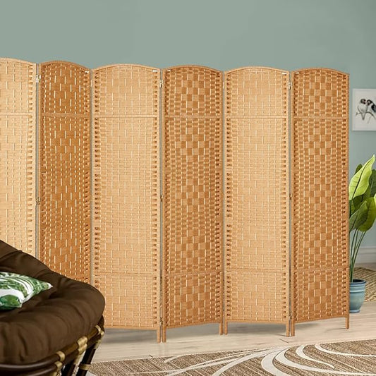 Rose Home Fashion Room Divider, 6 ft Tall Room Dividers and Folding Privacy Screens, 16in Privacy Screen 8 Panel Light Beige Space Temporary Wall Foldable Partition Separation