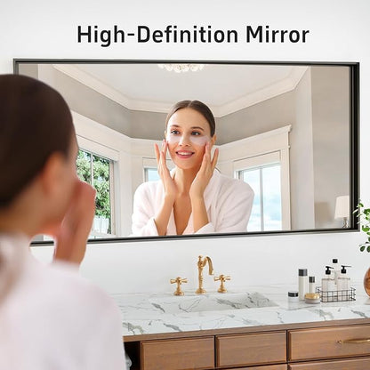 60x30 Inch Black Bathroom Mirrors for Over Sink, Rectangle Framed Mirrors, Vanity Mirror for Bathroom, Anti-Rust, Tempered Glass, Wall-Mounted Large Wall Mirror (Horizontal/Vertical)
