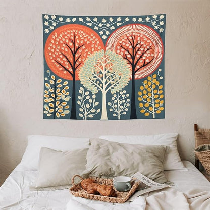 MaSiledy Tapastry's Wall Hanging Shabby Chic Trees Tapestry Nature Themed Autumn Tapestries for Bedroom Wall Art Home Decoration 50"x60" Bedroom Xmas Tapestry for Bedroom Christmas Backdrop