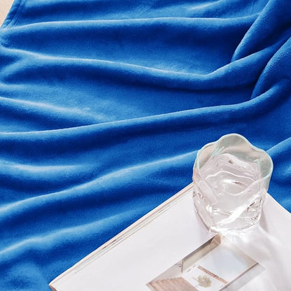 Exclusivo Mezcla Fleece Throw Blanket for Couch, Sofa, 300GSM Super Soft and Warm Blankets, Cobalt Blue Throw All Season Use, Cozy, Plush, Lightweight, 50x60 Inches