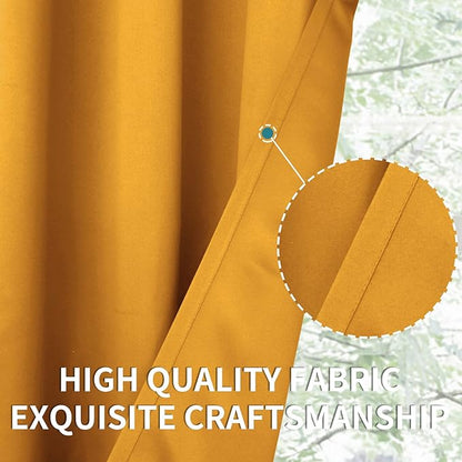 BGment Room Darkening Curtains 95 Inches Long - Grommet Thermal Insulated Drapes Window Treatment Curtains for Bedroom, 2 Panels, 52 x 95 Inch, Mustard Yellow