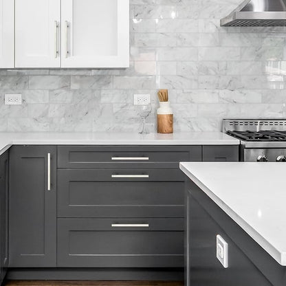 Ravinte Brushed Nickel Cabinet Handles 15 Pack 6-3/10 inch Satin Nickel Square Cabinet Pulls Silver Hardware for Kitchen Cabinets 8-4/5 inch Overall Length Stainless Steel Drawer Pulls