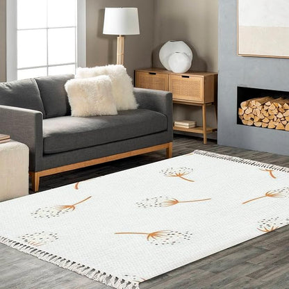 Boho Rug Gender Neutral Baby Floral Whimsical Earthy Scandinavian Chic Area Rug Washable Hallway Runner Rug Mat Pad Minimalist Nursery Decor for Living Room Bedroom Playroom Classroom