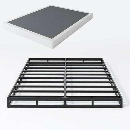 Box Spring Queen - 3 Inch Heavy Duty Low Profile Metal Queen Box Springs for Bed, Mattress Foundation, Easy Assembly,Easy Clean Cover