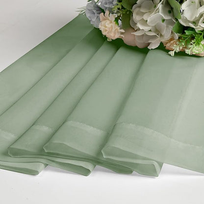 OWENIE Short Sheer Curtains 30 Inches 2 Panels Set, Kitchen Tiers Light Filtering Rod Pocket Cafe Curtains for Kitchen Bathroom Small Half Window, 42 in W x 30 in L, Sage Green