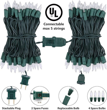 Toodour Clear Christmas Lights, 25ft 100 Count Incandescent Indoor Outdoor String Lights, UL Certified Connectable Green Wire Mini Bulb Light for Home, Party, New Year, Xmas Tree Decor - Warm White