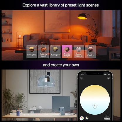 Philips Hue Smart LED A19 Bulb, White & Color Ambiance, E26 Base, 7.2W, Full Spectrum Light 1000K-20000K, 810 Lumens, Dimmable, Works with Alexa, Google,& Apple Home,2pk