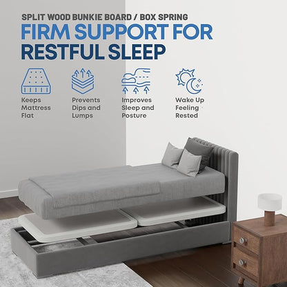 Nutan Inch Sturdy Box Spring for Mattress Support-Durable and Fully Assembled, Natural Wood Twin, White, 2" Foundation