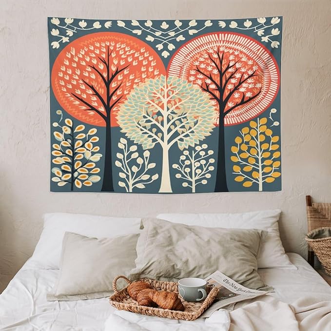 MaSiledy Shabby Chic Trees Tapestry Wall Hanging Nature Themed Autumn Aesthetic Bedroom Tapestries Landscape Tapestry Wall Hanging for Bedroom 30"x40" Xmas Wall Hanging Polyester Tapestries
