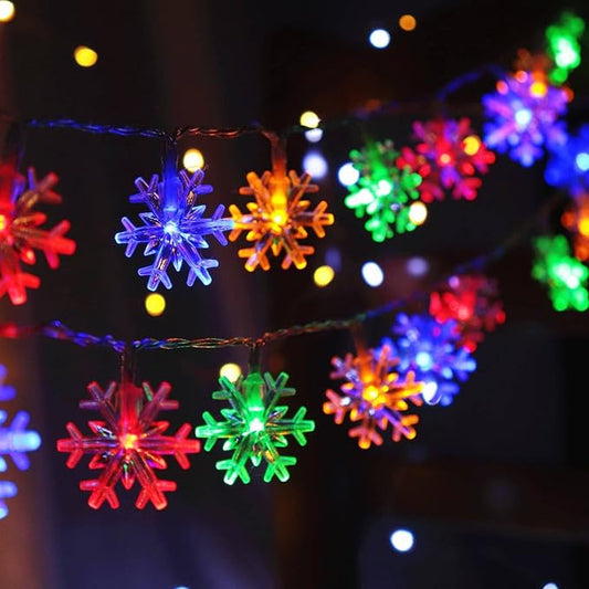 CESOF Christmas Lights Multicolor 20 FT 40 LED Multi Colored Snowflake String Lights Battery Operated Colorful Fairy Light for Bedroom Party Home Xmas Decor Christmas Tree Decorations