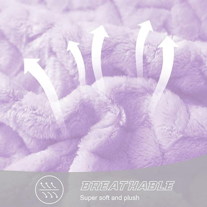 Exclusivo Mezcla Fleece Twin Size Blanket for Bed, 90x66 Inches Soft Cozy Jacquard Flannel Blankets, Lightweight Fuzzy Plush Warm for Winter, Lilac Purple