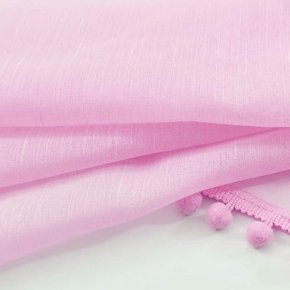 Treatmentex Pink Sheer Curtains for Girls-Room 108inch Long Window Drapes with Cute Pom Pom Design for Salson Party Ceremony Birthday Décor 52" w X 2 Pack
