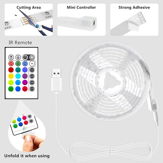 PANGTON VILLA Led Strip Lights 8.2ft for 40-60in TV, USB LED TV Backlight Kit with Remote - 16 Color 5050 LEDs Bias Lighting for HDTV