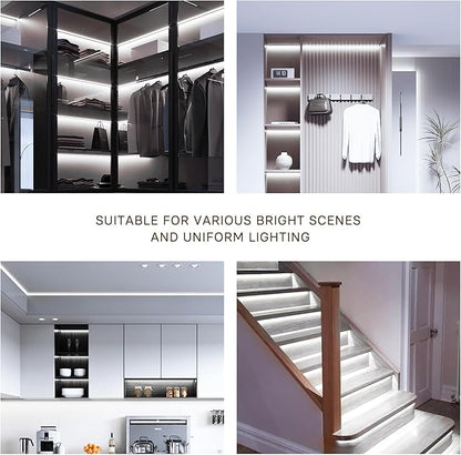 COB LED Strip Lights Cool White,24V Dimmable led Light Strip KIT with Remote and app Control,6000K 24FT/7.5m 8mmwide Ra>90 Cuttable Flexible Strip Lights for Bedroom,Shelf,Cabinet