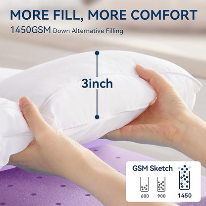 BDEUS Dual Layer 5 Inch Memory Foam Mattress Topper Twin Size, 2 Inch Gel Memory Foam Plus 3 Inch 1450 GSM Down Alternative Quilted Pillow Top Mattress Pad Cover,White