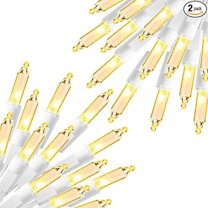 Dazzle Bright Warm White Christmas Mini String Lights, 2 Pack Total 60FT 300 Incandescent White Wire Fairy Lights, Waterproof Christmas Decorations for Indoor Outdoor Party Garden Yard Decor