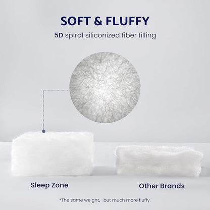 SLEEP ZONE Cooling Mattress Topper King Size Quilted Fitted Mattress Pad Cover, Soft Fluffy Down Alternative Pillow Top Bed Topper Deep Pocket 8-21 Inch (Grey, King)