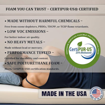 Foamma 8” x 35” x 79” Truck, Camper, RV High-Density Bunk Mattress Foam Replacement, Made in USA, Comfortable, Travel Trailer, CertiPUR-US Certified, Cover Not Included