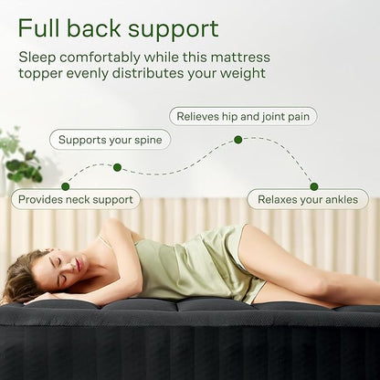 Ultra Soft Twin XL Size Mattress Topper - Viscose Made from Bamboo Pillow Top Mattress Pad for Back Pain Relief - Naturally Cooling for Hot Sleepers, Black