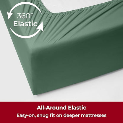 Mellanni Extra Deep Twin XL Sheets - 3 PC Iconic Collection Bedding - Luxury, Ultra Soft, Cooling Bed Sheets - Wrinkle, Fade, Stain Resistant (Twin Extra Long, Emerald Green)