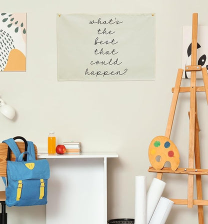 Mental Health Inspirational Rectangular Banner-Positive Affirmation Flag for Kids Teen Counselor Teacher,Classroom Therapy Office Homeschool Reading Room Wall Decor-What's the Best That Could Happen