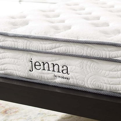 Modway Jenna 8” Innerspring and Memory Foam Twin Mattress With Individually Encased Coils, White
