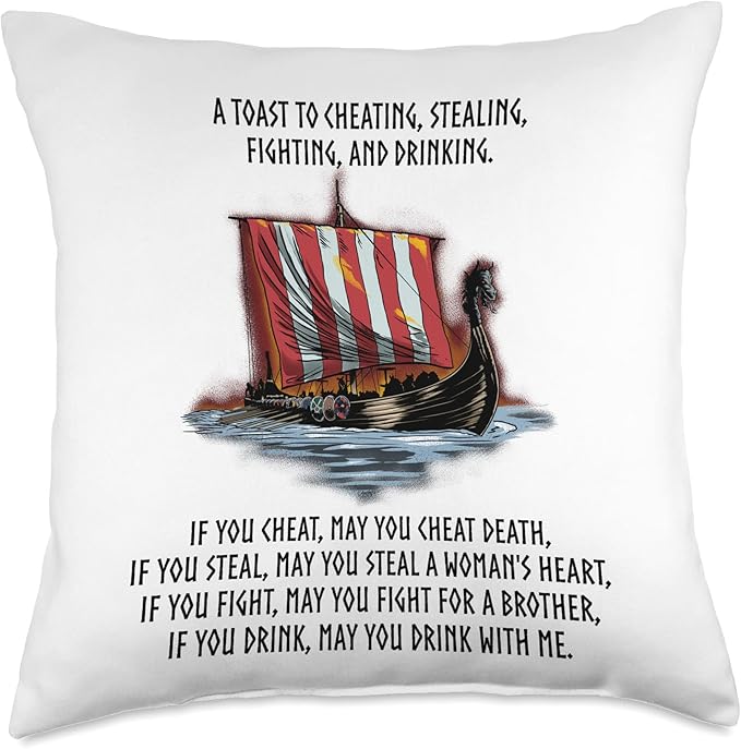 Viking Mythology - Scandinavian Longship - Norse Paganism Throw Pillow