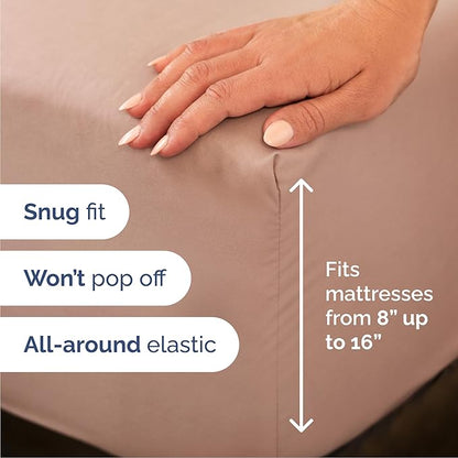 Queen Sheets Set 6 Piece - Includes 4 Pillowcases - Bed Sheets Queen Size - Soft Hotel Luxury Bedding - Cooling, Comfy, Cozy & Breathable - 1 Flat & 1 Fitted & 4 Pillowcases w/ Deep Pockets - Mauve