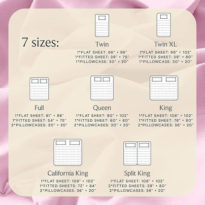 LuxClub 4 PC Sheet Set Bed Sheets Deep Pockets Eco Friendly Wrinkle Free Cooling Machine Washable Hotel Bedding Silky Soft - Powder Pink Full