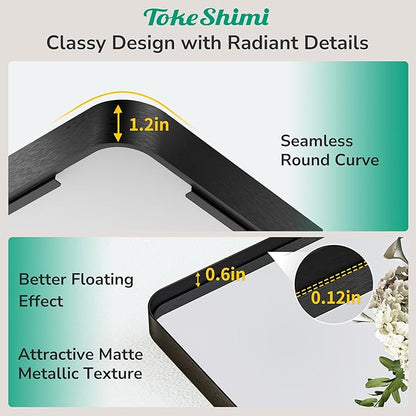 TokeShimi 36x36 Matte Black Bathroom Mirror,Bathroom Vanity Mirror Square,Tempered Glass,Black Framed Bath Mirror Wall(Horizontal/Vertical)