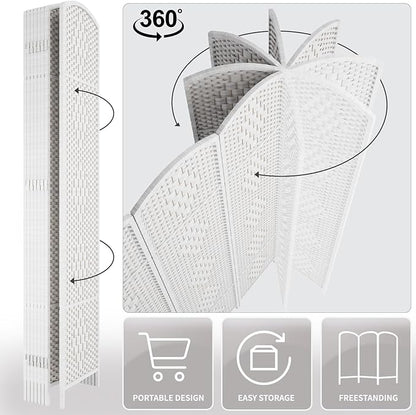 Rose Home Fashion 6 ft Tall Room Divider, Room Dividers and Folding Privacy Screens, 15.7in Privacy Screen 4 Panel Partition Temporary Wall Separation for Private, White