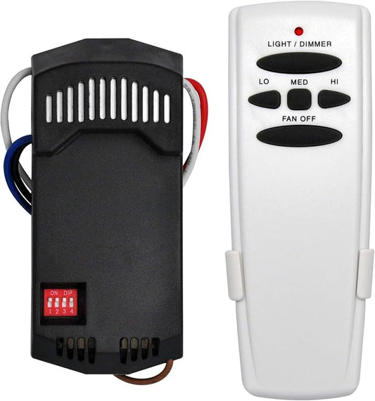 Universal Ceiling Fan Remote Control and Receiver Kit for Hampton Bay Hunter Harbor Breeze, 3-Speed Light Dimmer, Replacement for FAN28R FAN-53T L3H2010FANHD CHQ7078T UC7078T Fan-HD HD5 Kit
