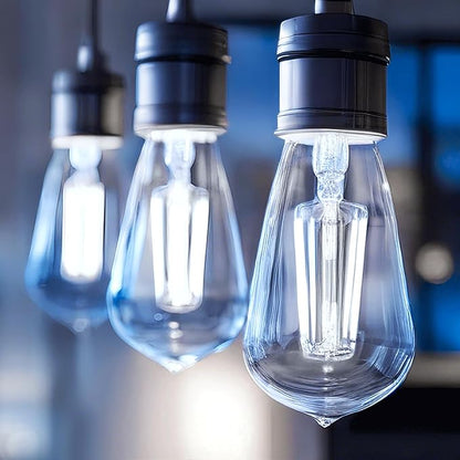 Brightown 4 Pack LED Edison Bulbs, 6W, Equivalent 60W, High Bright 5000K White,750 Lumens, Non-Dimmable, E26 Medium Base ST58 Antique Filament Bulbs with 83+ CRI for Ceiling Fan Bathroom Porch