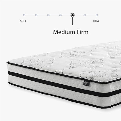 Signature Design by Ashley Full Size Chime 10 Inch Medium Firm Hybrid Mattress with Cooling Gel Memory Foam for Pressure Relief, Fiberglass Free, Mattress In A Box