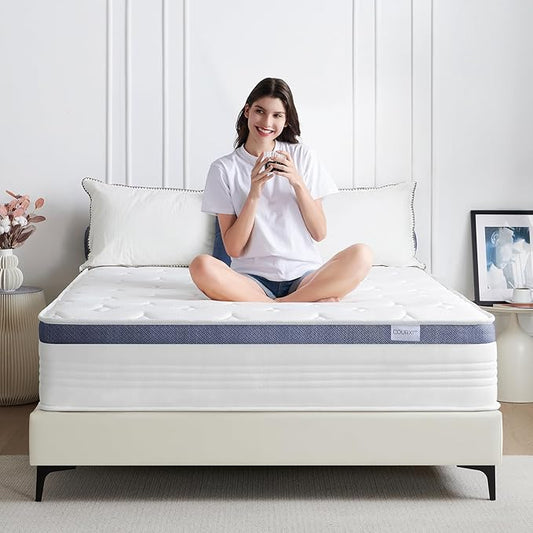 10 Inch Twin Size Mattress Hybrid Mattress in a Box with Gel Memory Foam, Individually Pocketed Springs for Support and Pressure Relief - Medium Firm