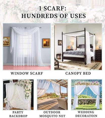 Warm Home Designs 30 Feet Long Sheer Black Window Scarf. These XXL Length Valance Window Scarves 54 X 360 Inches in Size. Great as Bed Canopy or Wedding Arch Draping Fabric. AM Black 360"